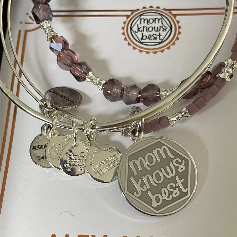 Alex and Ani Silver and Mauve Bracelet Duo - Picture 2 of 2